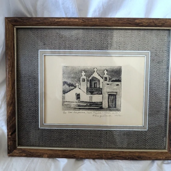 Original Artwork by Harry Engelman San Geronimo Pueblo New Mexico Scene - Picture 2 of 2